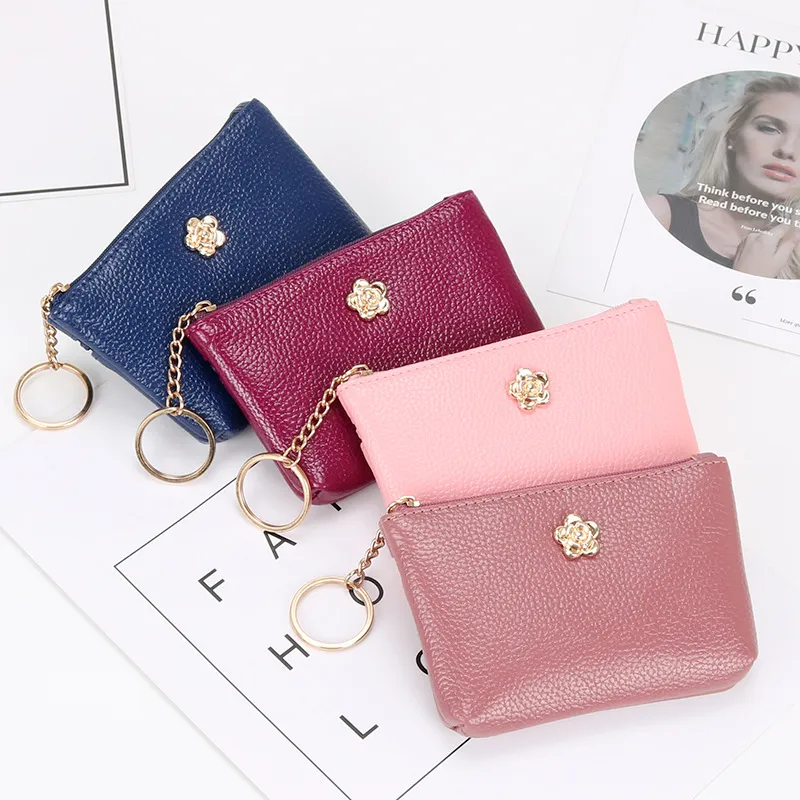 Mini portafoglio da donna in morbida pelle Portamonete da donna Portamonete Portafogli corti Piccola cerniera Portachiavi Pochette Borsa da donna