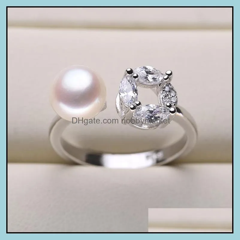 SHINING! Pearl Rings Setting Zircon Solid 925 Silver Ring Setting Ring Mounting Ring Blank DIY Jewelry 5 Styles Mix DIY Gift