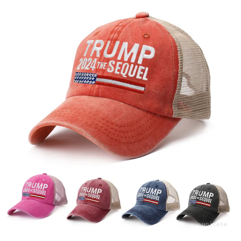 5 цветов Trump Hats 2024 Bifen летняя чистая пиковая крышка США президентские выборы бейсбольные шапки промывают хлопчатобумажную шляпу солнца моря T9i001242