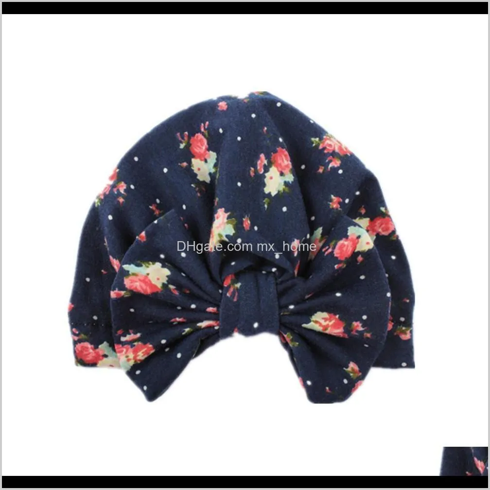 new cotton children`s hat bowknot pullover cap printed baby baotou cap children`s hat