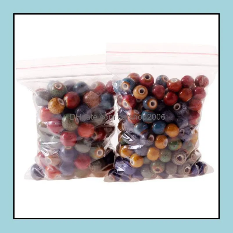 10mm Ceramic Loose Beads DIY Round Woven Material Flower Glaze Bead