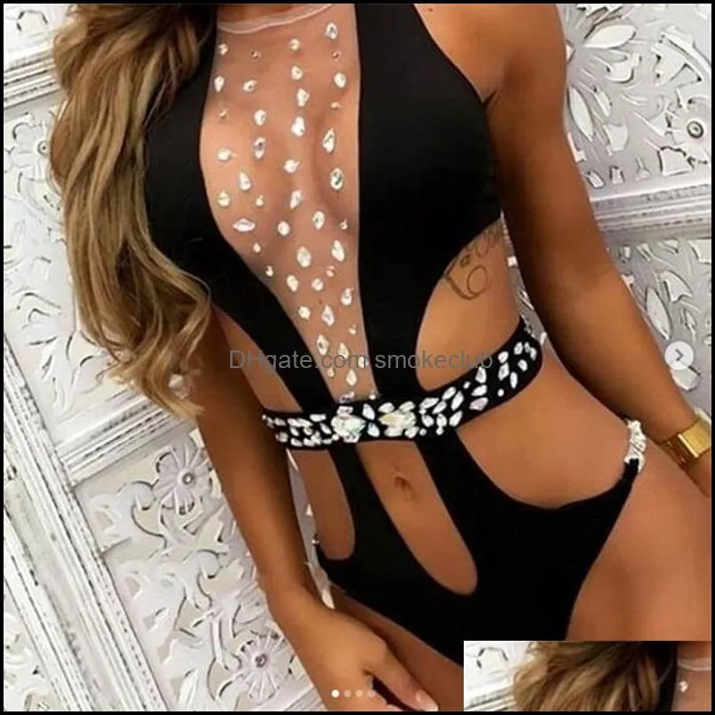 Summer See Through Swimwear Bikini for Women Letter Swimsuit Bandage Sexy Bathing Suits Sexy One-piece Swimsuits 342 X2