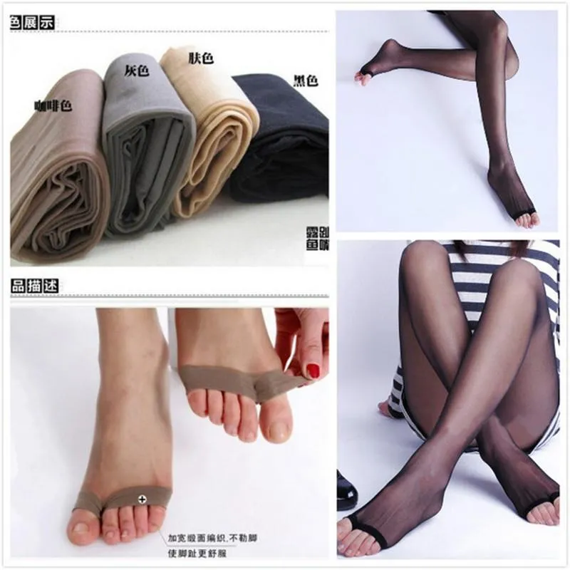 Носки Hosiery Open Toe колготки сексуальные женские колготки чулки 4 цвета мода женские прозрачные для весны