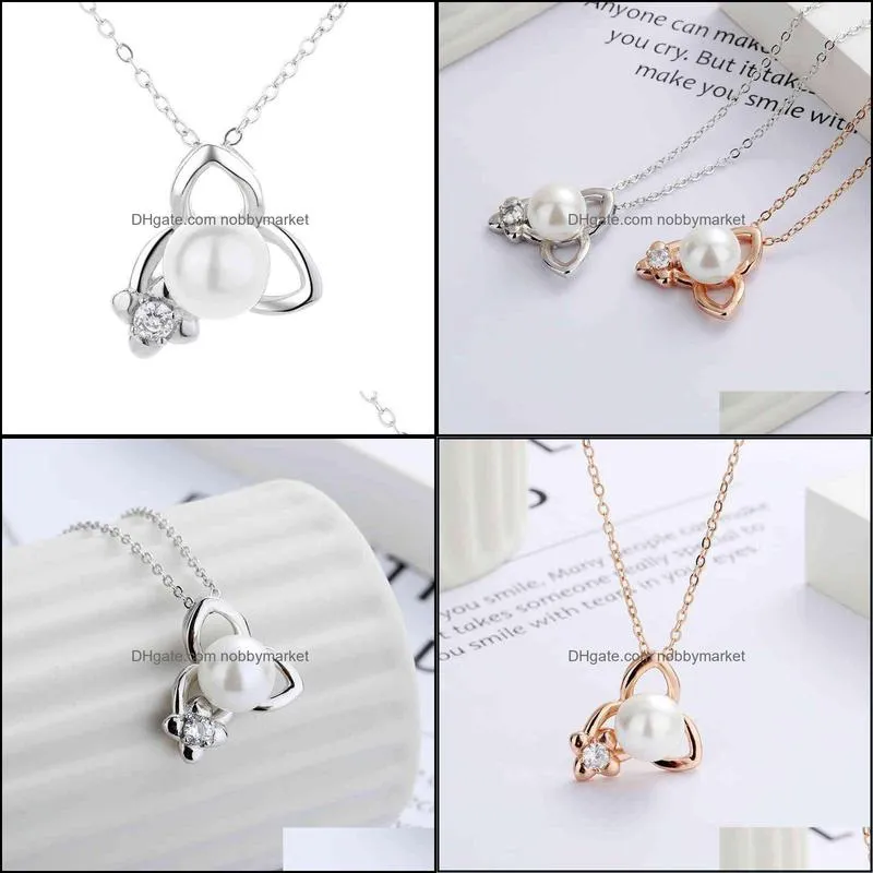 Fanyu City clover Pearl Pendant Necklace Fashion temperament lucky grass clavicle chain gift for girlfriend