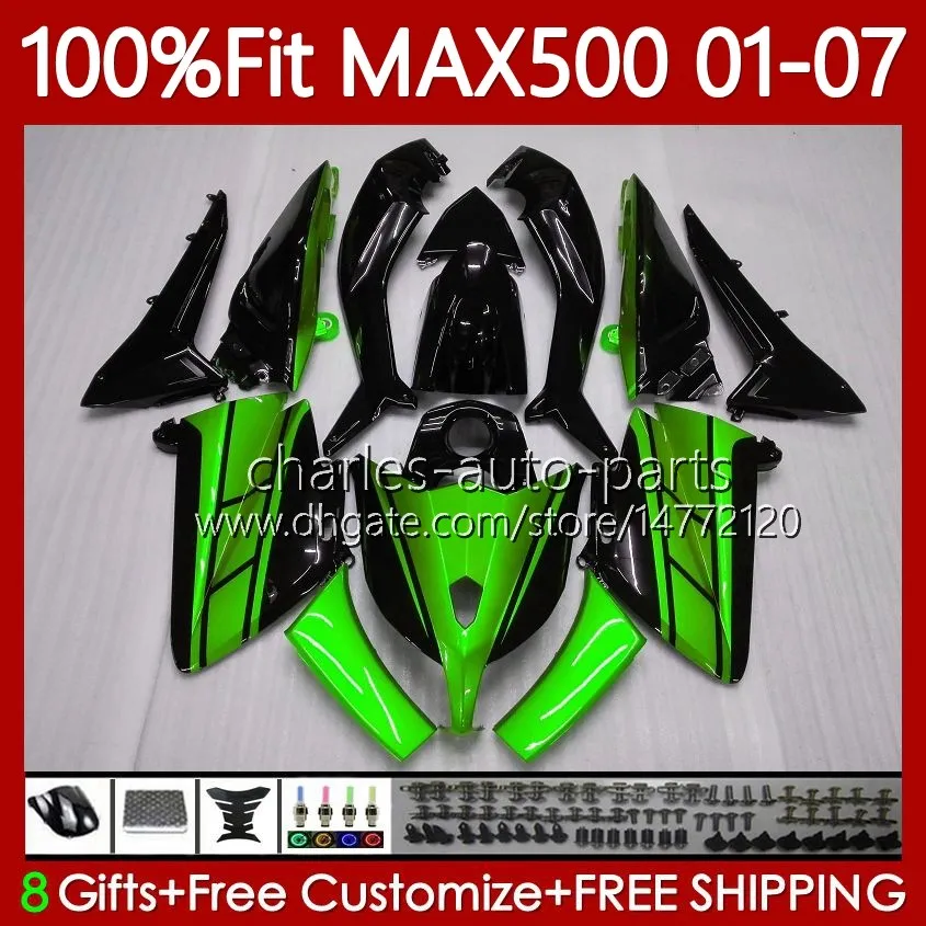 OEM-Karosserien für Yamaha TMAX500 MAX-500 grün schwarz TMAX-500 2001 2002 2003 2004 2005 2006 2007 109No.79 T-MAX500 TMAX MAX 500 T MAX500 01 02 03 04 05 06 07 Einspritzverkleidung