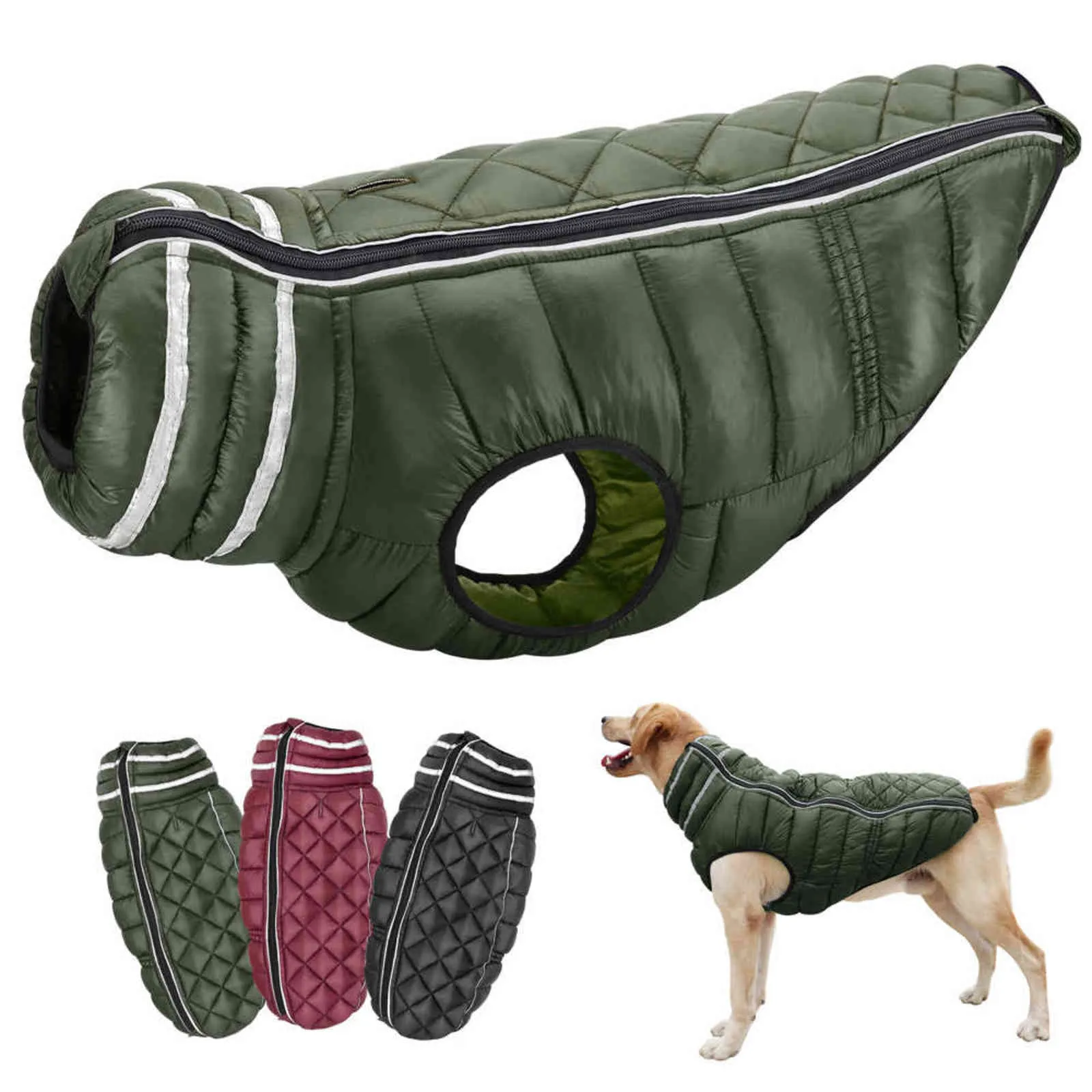 Invierno grueso ropa para perros grandes impermeable suave abrigo de perro chaqueta reflectante ropa para mascotas chaleco para perros medianos grandes Pitbull 211106