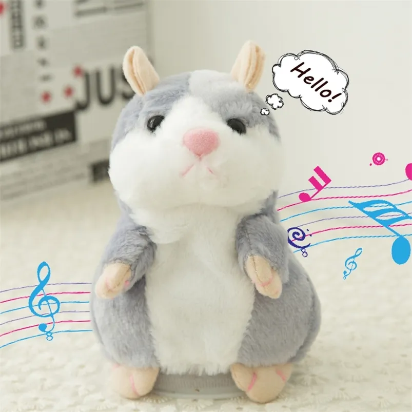 14 cm Gri Konuşan Hamster Konuşmak Konuşmak Ses Kayıt Dolması Peluş Hayvan Mini Çocuk Oyuncakları 210728
