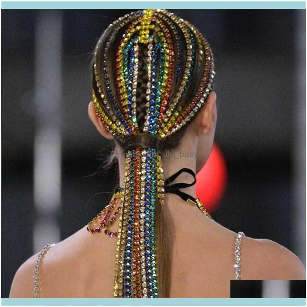 Bijoux de mariage mode longue chaîne de tête en strass bijoux en cristal pour femmes accessoires de cheveux concepteur mignon Boho bandeau de mariée cadeau de luxe Dr