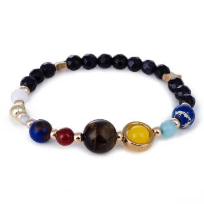 Universe Galaxy Eight Planets Bead Bracelet Solar System Moon Star Natural Stone Strands Bangle  Oil Diffuser Jewelry Drop Shipping