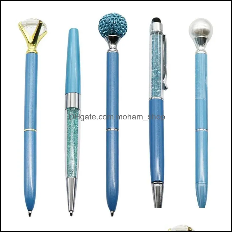 Ballpoint Pens 5pcs/set Purple Diamond Crystal Pen Black Refill Creative Writing Tools Student School Supplies