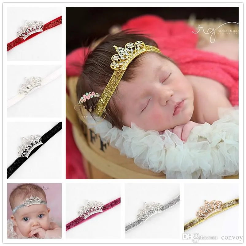 Baby Infant Luxury Shiny diamond Crown Headbands girls Tiara Wedding Hair bands Children Hair Accessories Christmas boutique Hairband KHA93