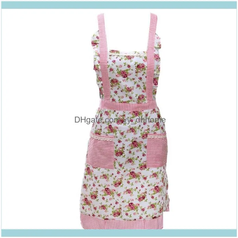 Dust-proof Cooking Kitchen Apron Printing Apron Thicken Polyester Bib With Pockets For Adult Women Restaurant Sleeveless1