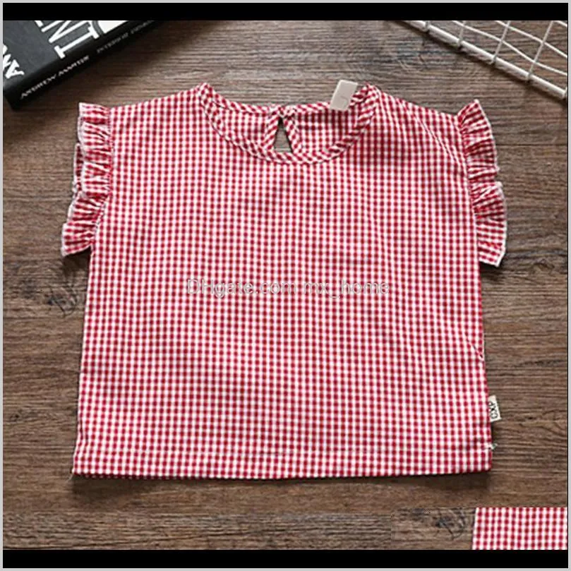 2021 new girl`s summer sets plaid top + bib suit shorts girl outfits baby set birthday clothes outerwear cloth wv44