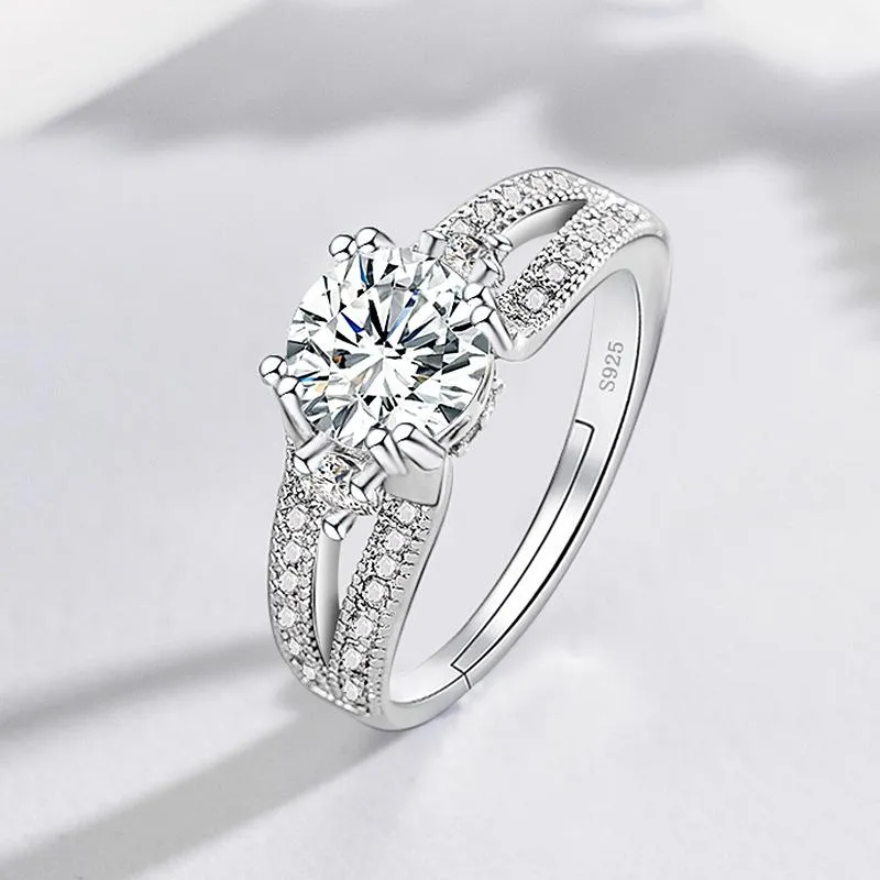 Fedi nuziali Ladies Lovers WJ099 Diamond Promise Men Ring 925 Sterling Silver Band di fidanzamento per le donne Regalo di gioielli per feste