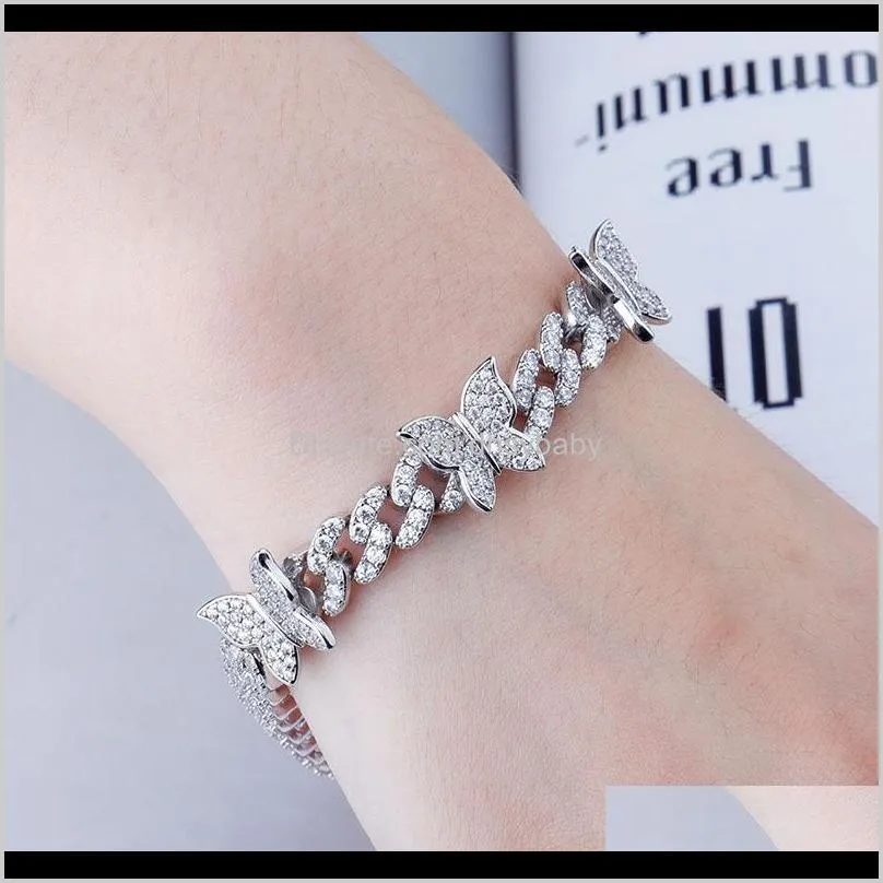 women bracelet hip hop designer jewelry diamond tennis bracelets iced out butterfly chain charm bangle silver gold luxury friendship