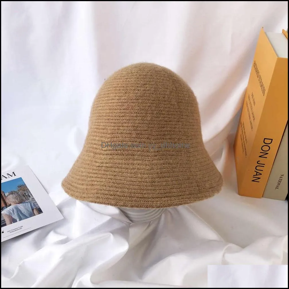 Korean autumn and winter new pure wool basin Hat Lady`s casual dome light fisherman`s hat