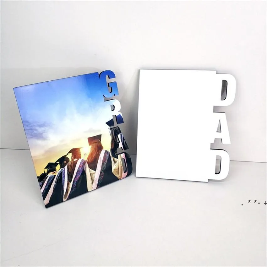 MDF Sublimation Blank Photo Frame Wooden Lettering Photo Board Sublimating White Family Home Album Frame Heat Transfer ZZE8186