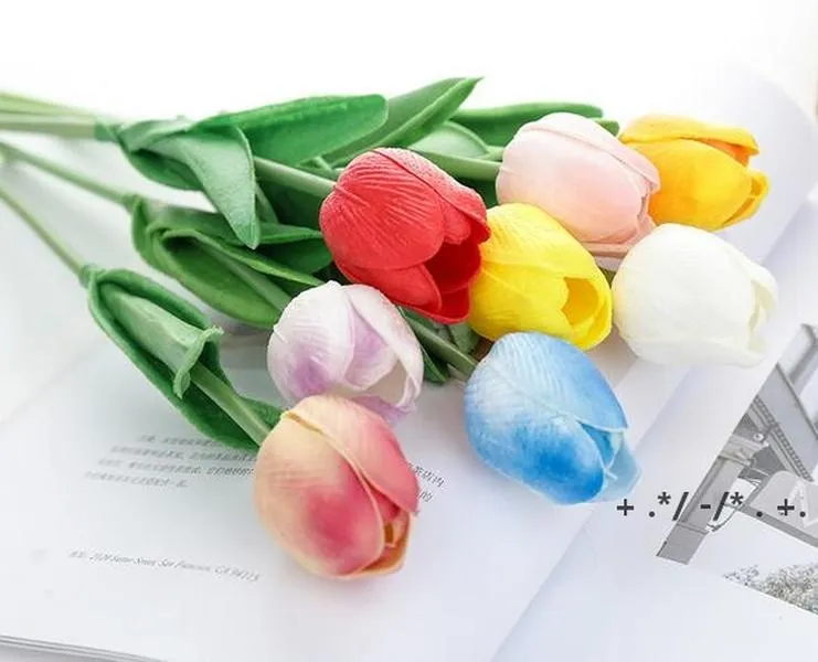 PU Tulips Artificial Flowers Real touch artificiales para decora mini Tulip for Home Wedding decoration Flowers BBB14415