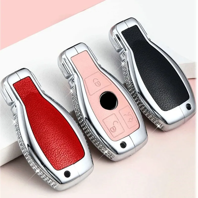 Fundas Para Llaves De Vehículo, Funda Para Llave De Coche De Cuero De  Aleación De Zinc Y Diamante, Soporte Para Llave Para Mercedes Benz W203  W210 W211 W124 W202 W204 AMG, Accesorios