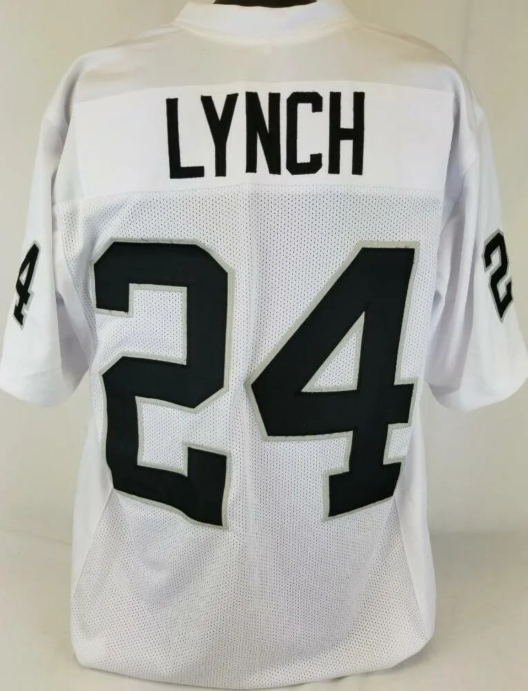 Hommes Femmes Jeunes Marshawn Lynch Maillot de football blanc cousu sur mesure XS-5XL 6XL