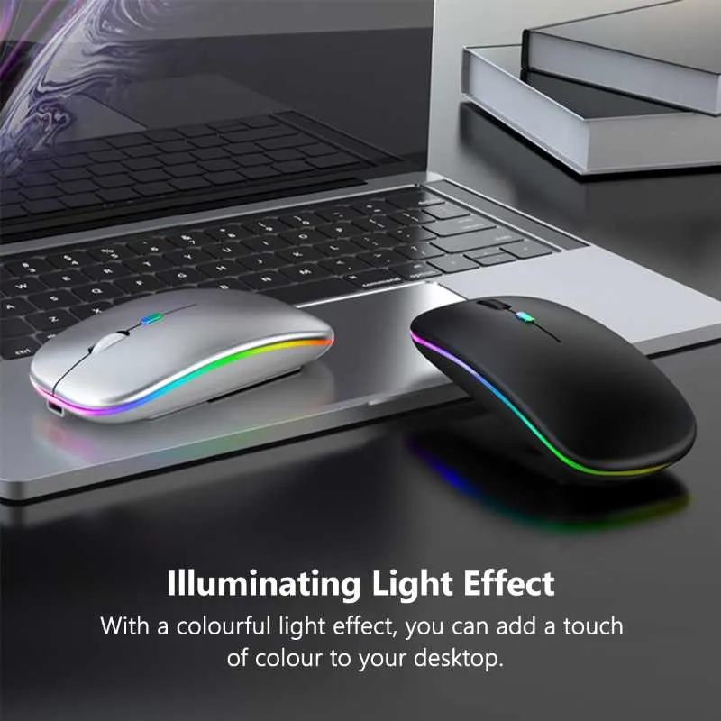 Mice Wireless Mouse Bluetooth RGB Rechargeable Mouses Computer Silent Mause LED Backlit