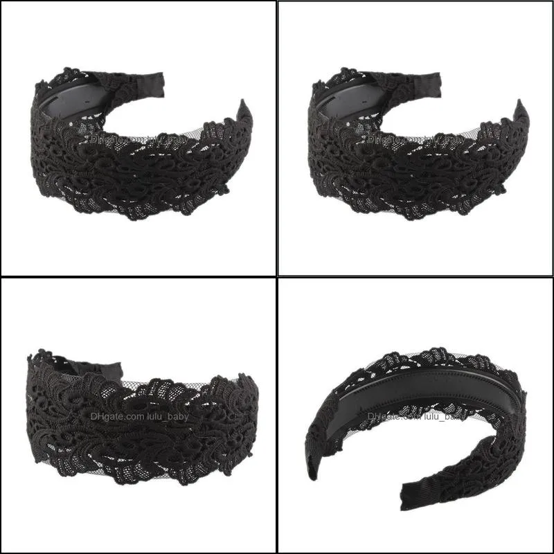 Hair Clips & Barrettes Womens Wide Headband Lace Hoop Bride Hairband Headwraps Accessories For Girls Embroidery Jewelry