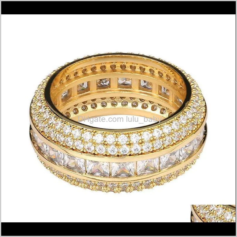 white 18k hip hop cz ring jewelry zirconia band luxury cubic gold diamond blingbling gold men & for & ring set fashion finger full ne