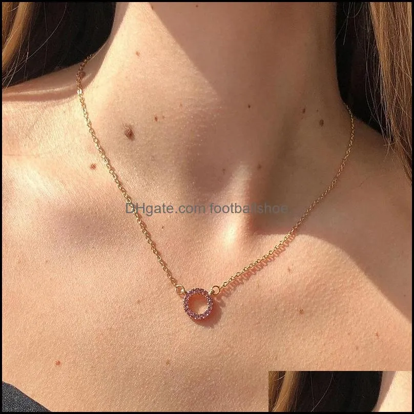 Geometric Round Zircon Choker Necklaces For Women Girls Bijoux Vintage Gold Color Rhinestone Necklace Fashion Jewelry Christmas Gift