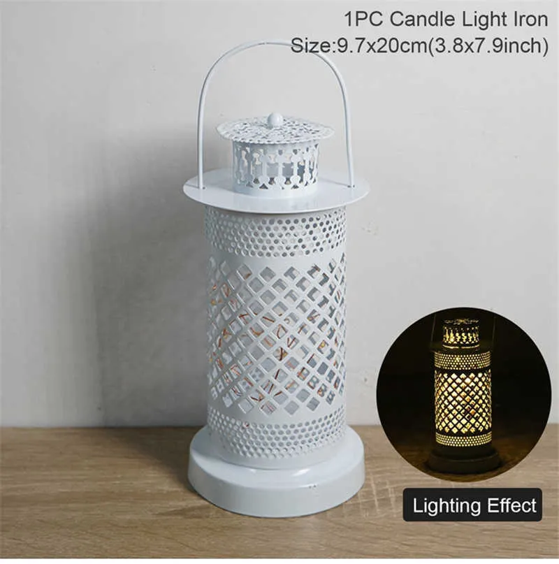 Hollow Wind Lanterns Iron Craft Hollow Decorative Candlestick Led Candle Lights DIY Festival Party Home Decor