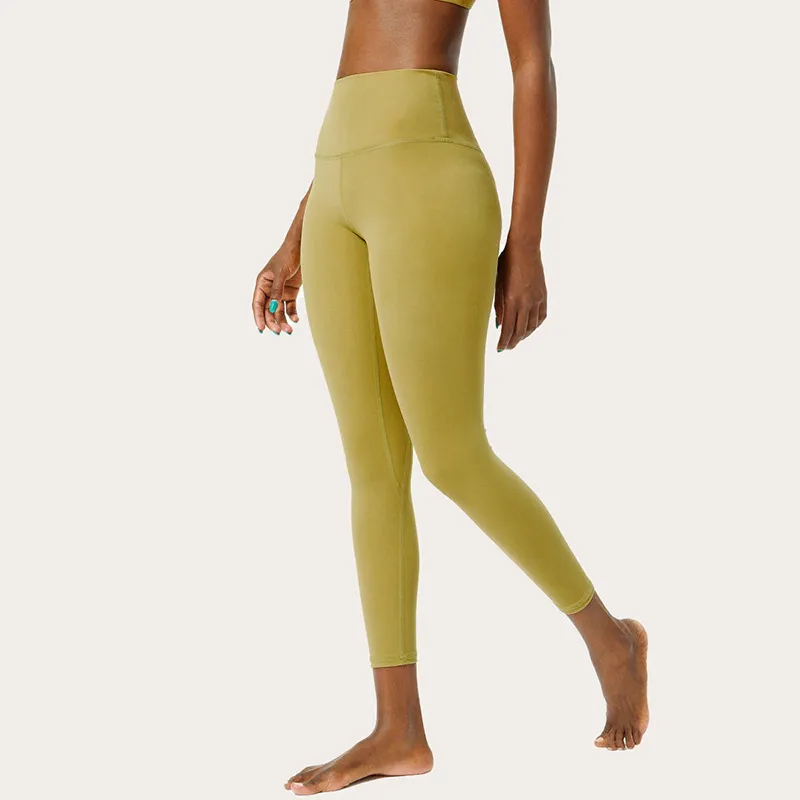 Леггинсы женские йоги брюки для тела со зданием корпуса дружелюбное голой ощущение абразивные плотные бегущие высокие талии эластичные спортивные каприз девочка черного бегуна