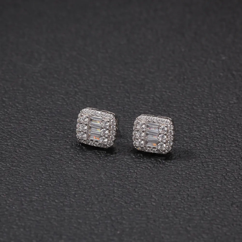 الهيب هوب الرغيف الفرنسي أقراط 8x10mm مايكرو معبد مكعب الزركون الخواتم الأزياء والمجوهرات هدية