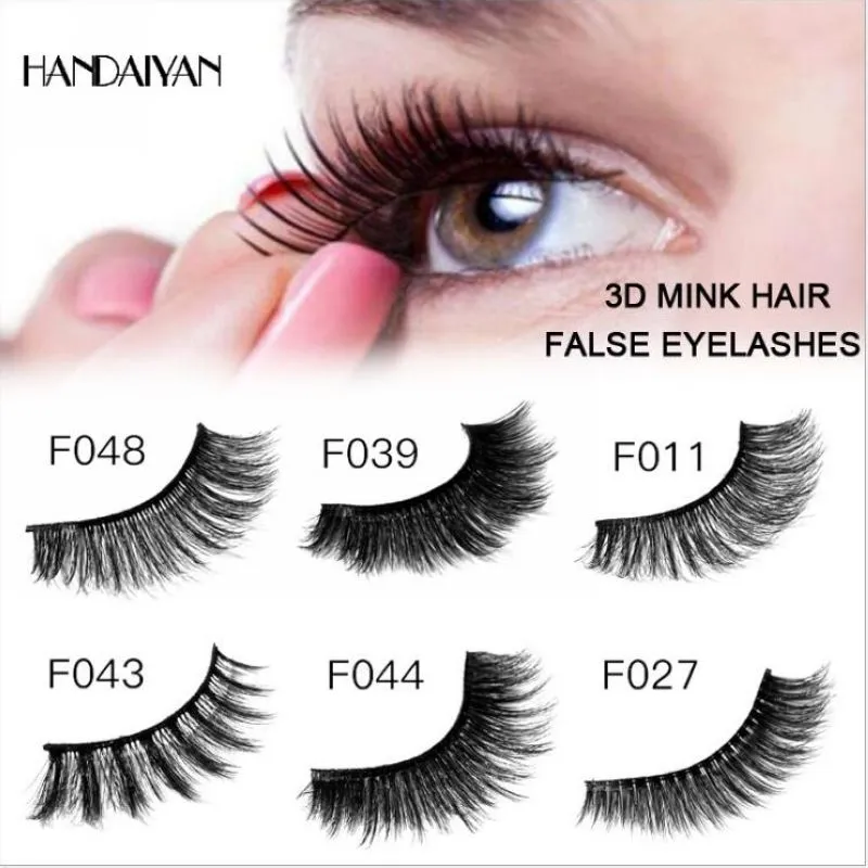 HANDAIYAN 3D mink hair false eyelashes curl soft and long three-dimensional thick 6 styles for option 120 sets/lot DHL