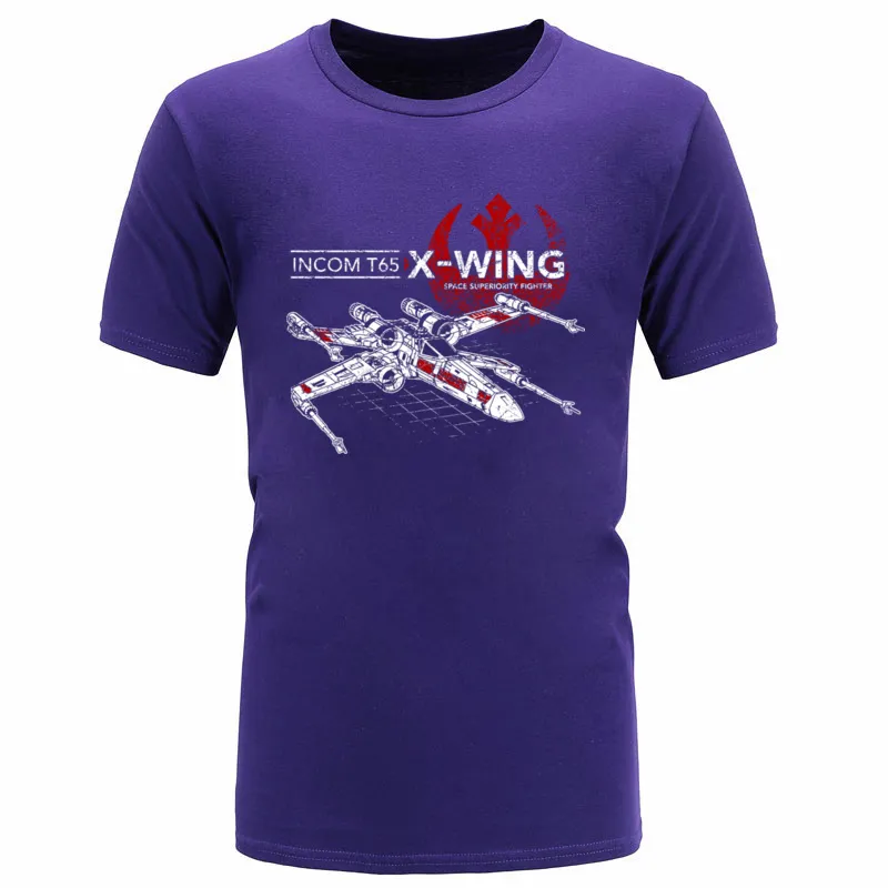 T-65_X-Wing_392 Leisure Tops T Shirt Short Sleeve for Men All Cotton Summer/Fall Crewneck Tshirts Design T-shirts Graphic T-65_X-Wing_392 purple