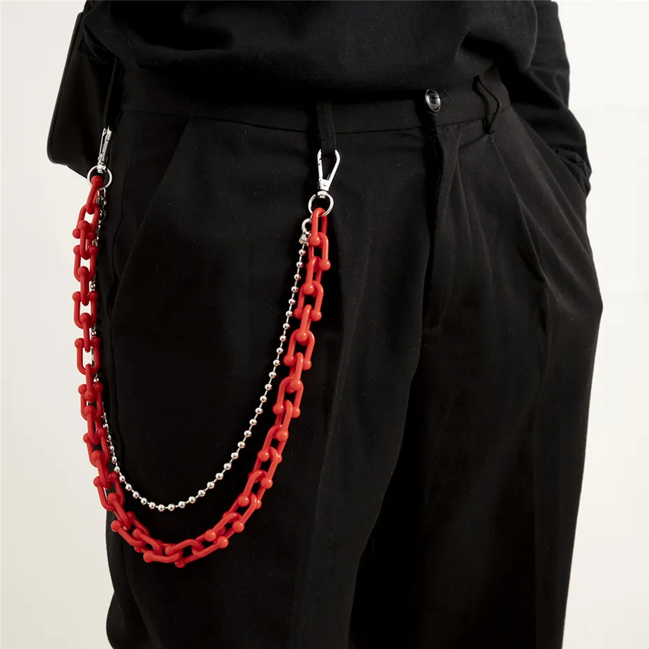 Punk Rock Acrílico Colorido Cintura Grânulos Keychain para Homens Mulheres Hip Hop Hipster Calças Acessórios Unisex Jóias