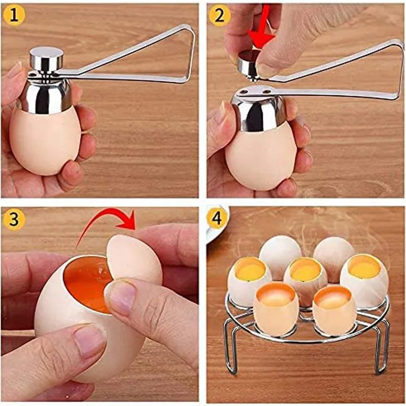 Egg Cracker Topper, Ashero Stainless Steel Egg Opener Eggshell Cutter Kitchen Remover Tool for Raw/Soft Hard Boiled Egg LX4506