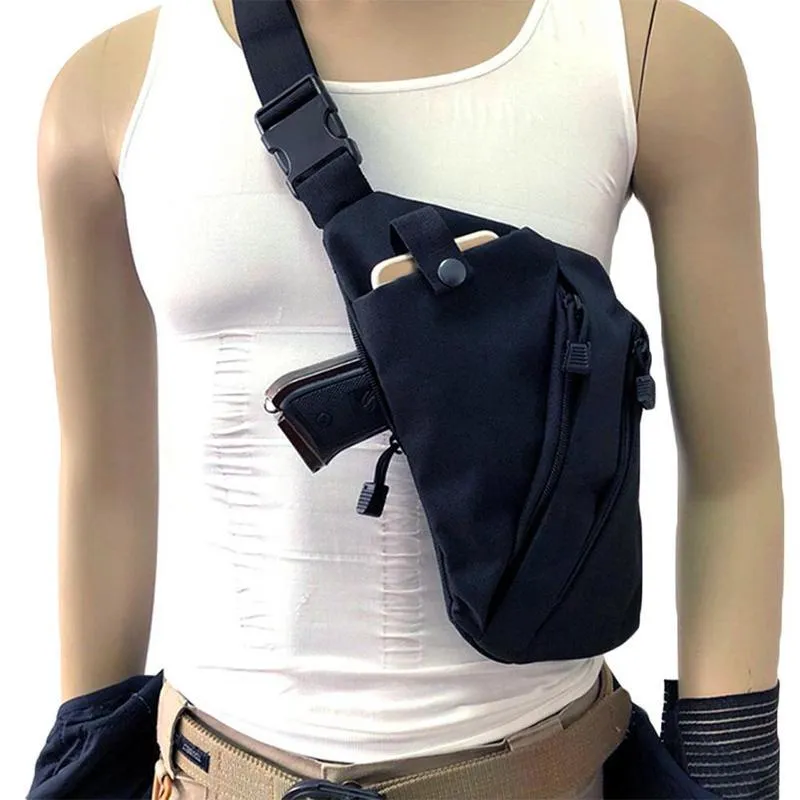 Mens Multifunctional Tactical Gun Black Sling Bag Holster