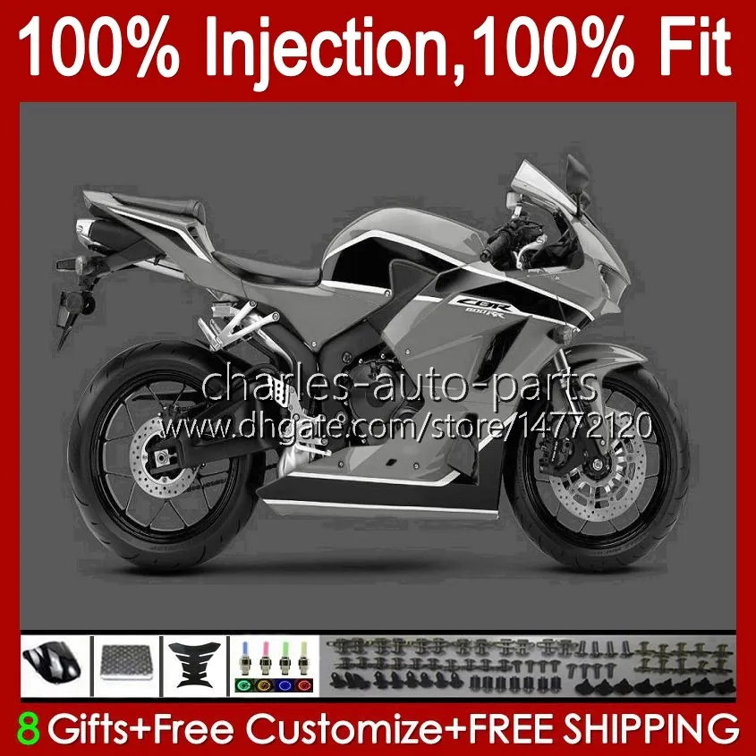 Cuerpo OEM para HONDA CBR600RR CBR 600 RR F5 13 14 15 16 2017 2018 2019 2020 57No.160 CBR 600CC 600RR CBR600 CC Gris negro 2013 2014 2015 2016 17 18 19 20 Carenado de inyección