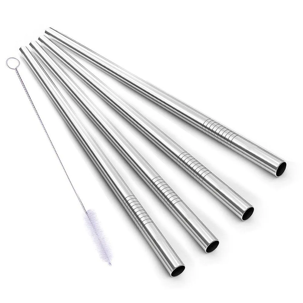 2021 Extra Wide Big Stainless Steel Drinking Straws Reusable Boba Smoothie Metal Straw