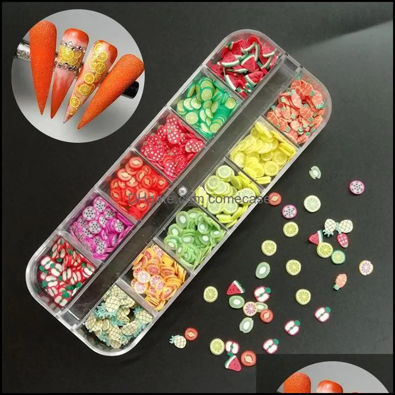 Nail Art Decorations 1 Box 3D Fruit Tiny Slices Sticker Mixed Sized Pattern Tips Manicures Accessories In Summer