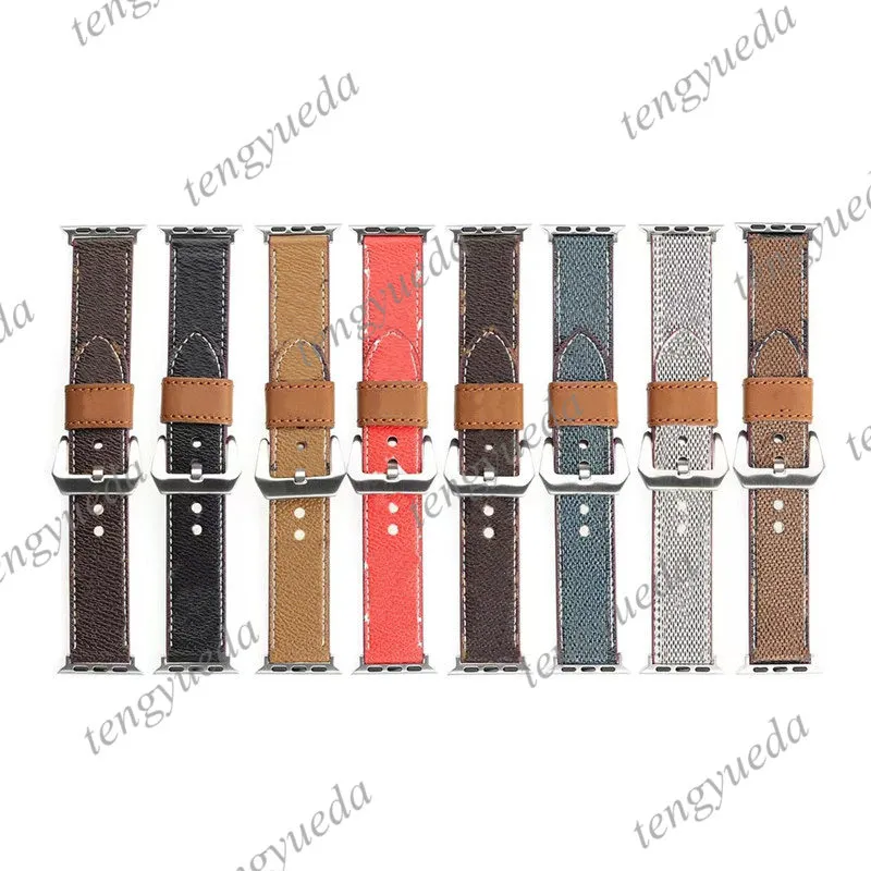 Modeontwerper horlogebandjes voor 38 mm 40 mm 41 mm 42 mm 44 mm 45 mm serie 1 2 3 4 5 6 7 SE Hoogwaardige lederen slimme banden Luxe polsband Horlogebanden Draagbaar