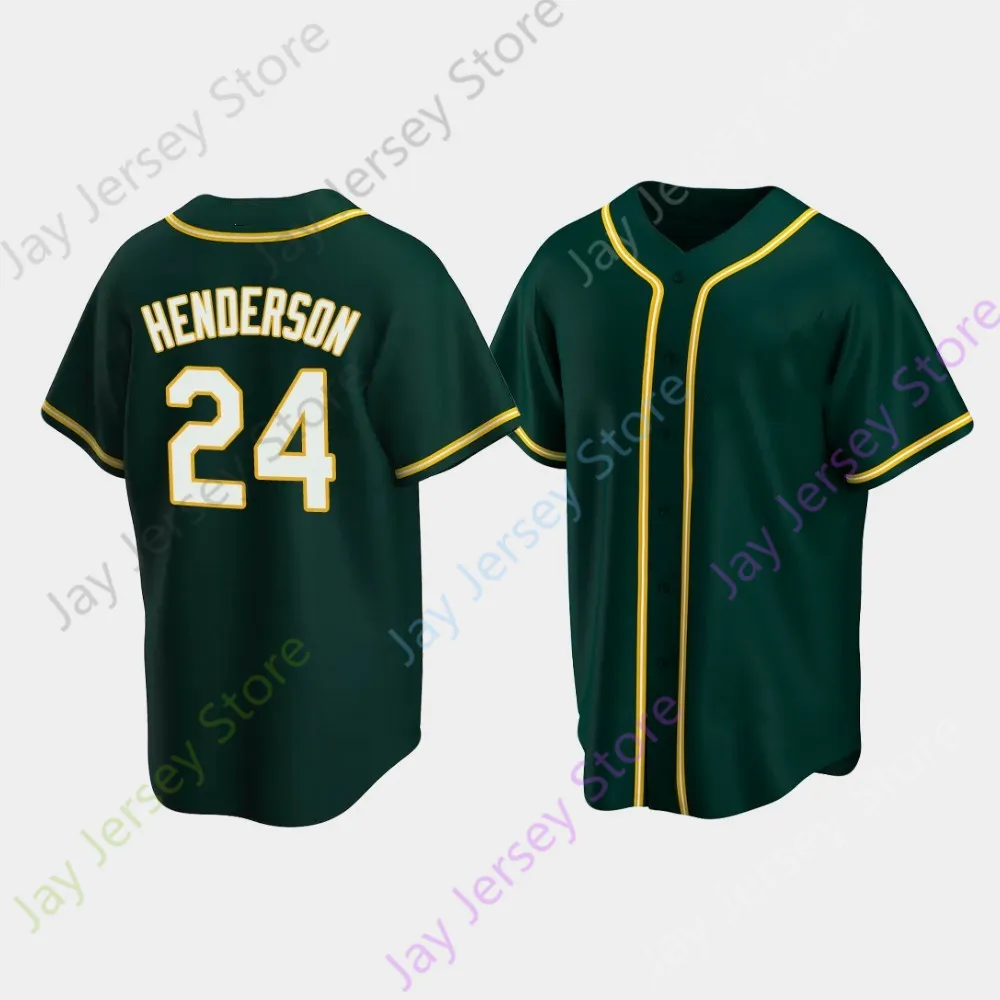 Rickey Henderson Baseball Jersey Green Pullover Fans