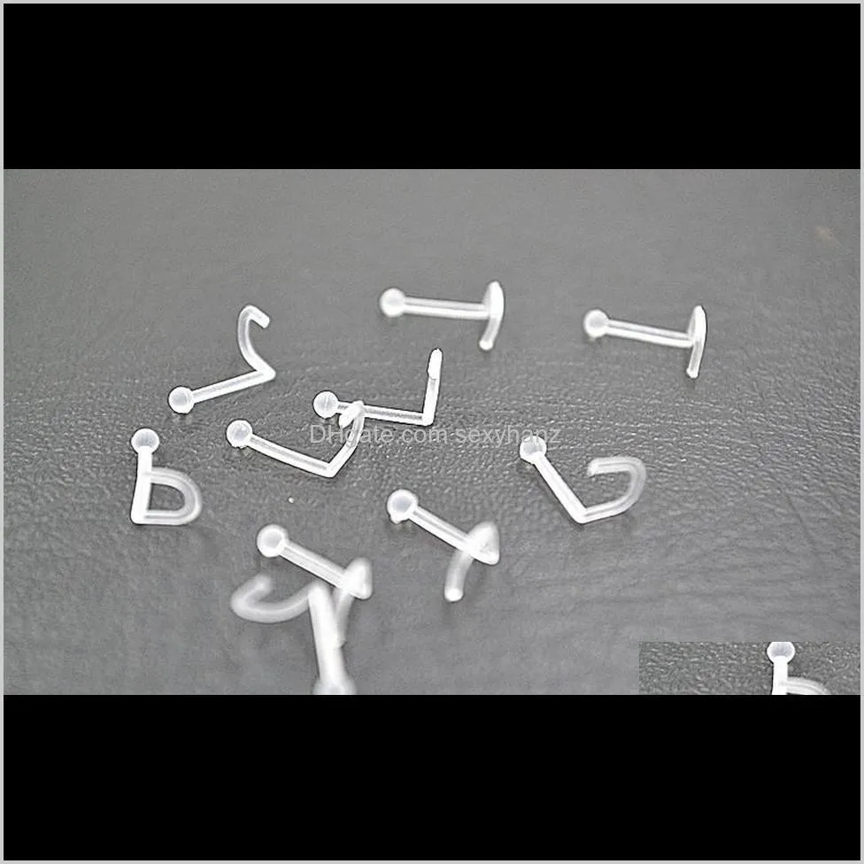 anti-allergic bioplastic body jewelry nose screw invisible clear nose stud mixed colors body piercing jewelry