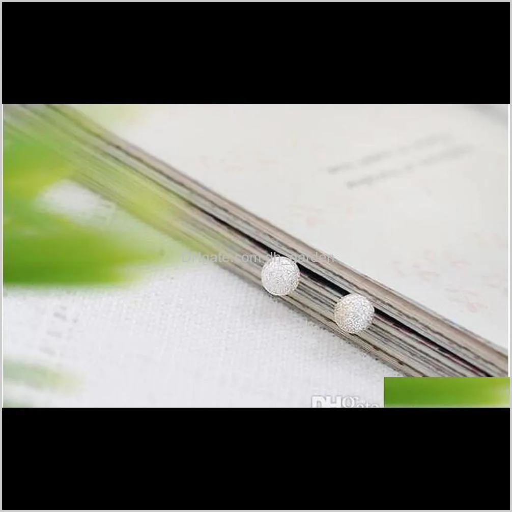 simple design shinning silver ball stud frosted earring silvery ear accessories women fashion jewelry for wedding party