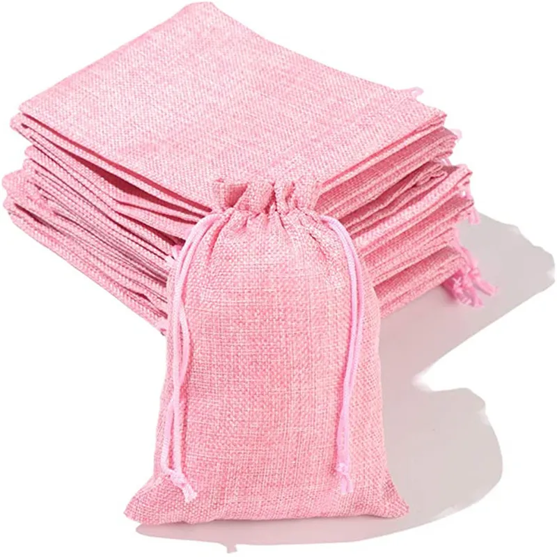 巾着バッグの自然な黄麻布のバッグの再利用可能な包装収納ポケットの結婚式の赤ちゃんシャワー誕生日祭ギフトジュエリーポーチ