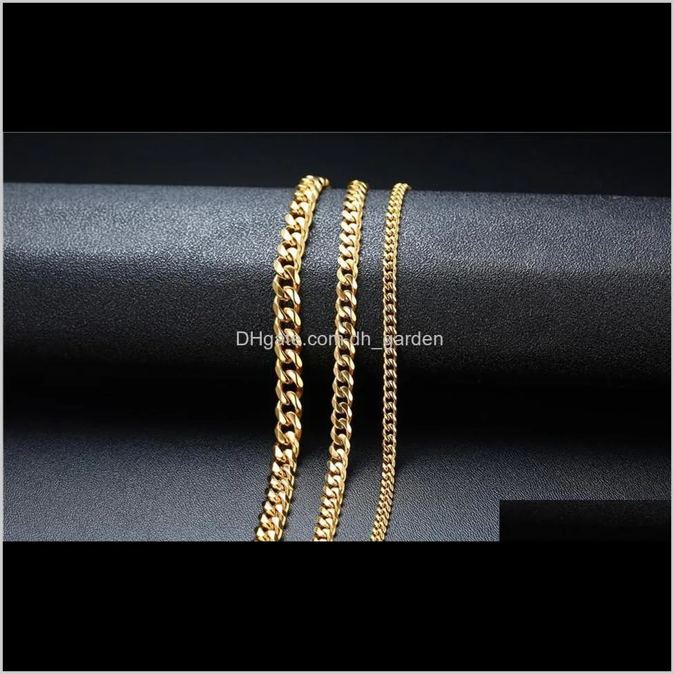 45cm golden black cuban link necklaces stainless steel necklace fashion punk chain choker jewelry for men women