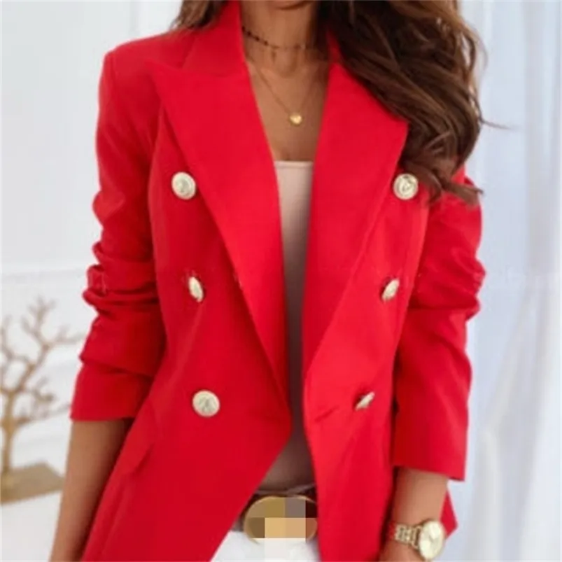 Grande taille Blazer femmes manteau court blanc Blazer femme automne bureau noir dames Blazer à manches longues rouge femme élégant manteaux 211116