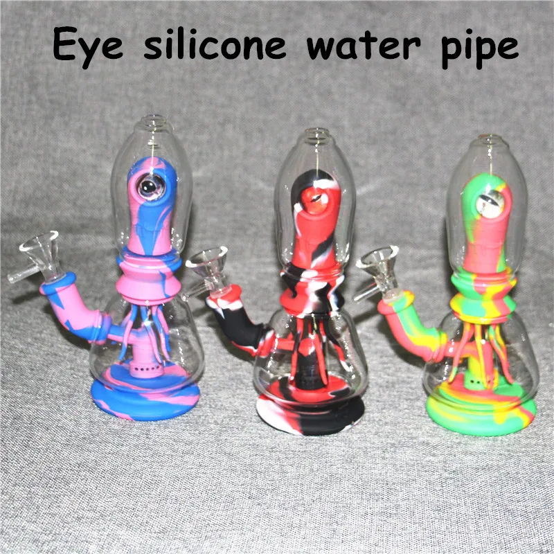 Cachimbo de água de silicone com tigela Cachimbo de tabaco de silicone para queimar Erva seca Inquebrável Percolator Bong plataforma de óleo