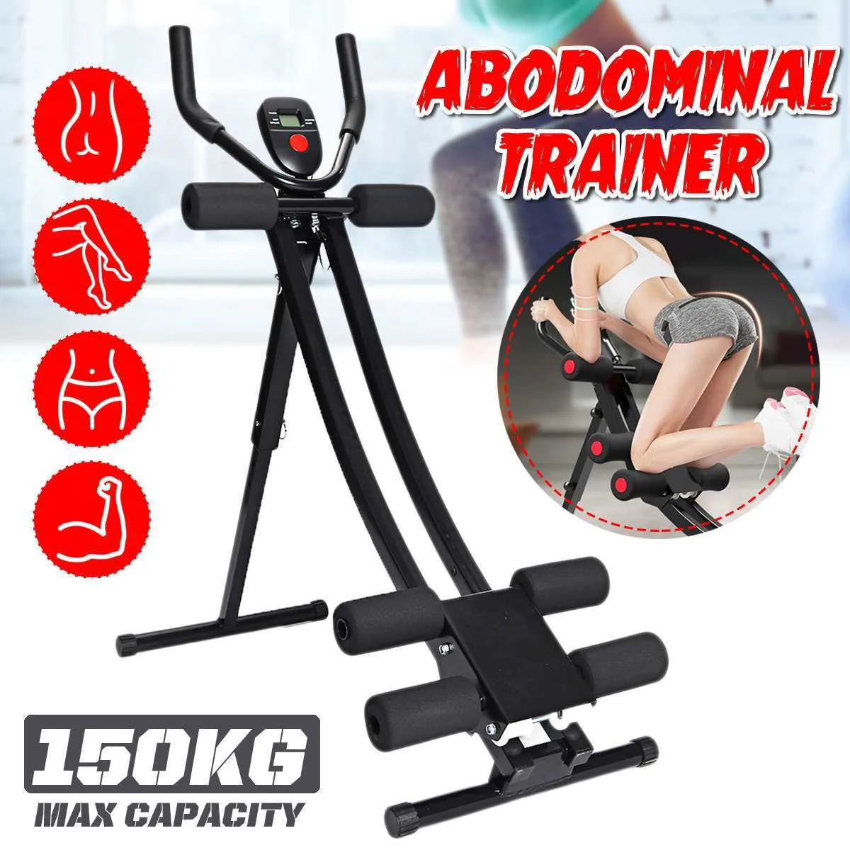 Ab rollers coaster huishoudelijke fitness workout home gym abdominale oefening training apparatuur indoor opvouwbare kruk bank toneel spoorweg rol body abs core machine