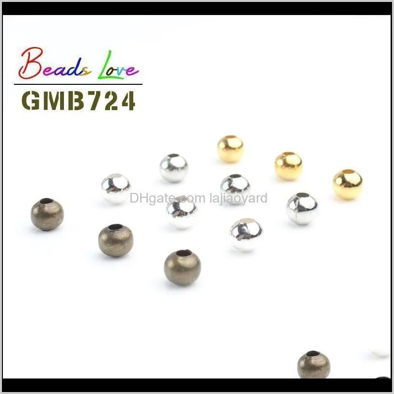 m 4mm 6mm metal beads round loose spacer beads for jewelry making diy bracelet necklace accessories wholesale wmtnnm