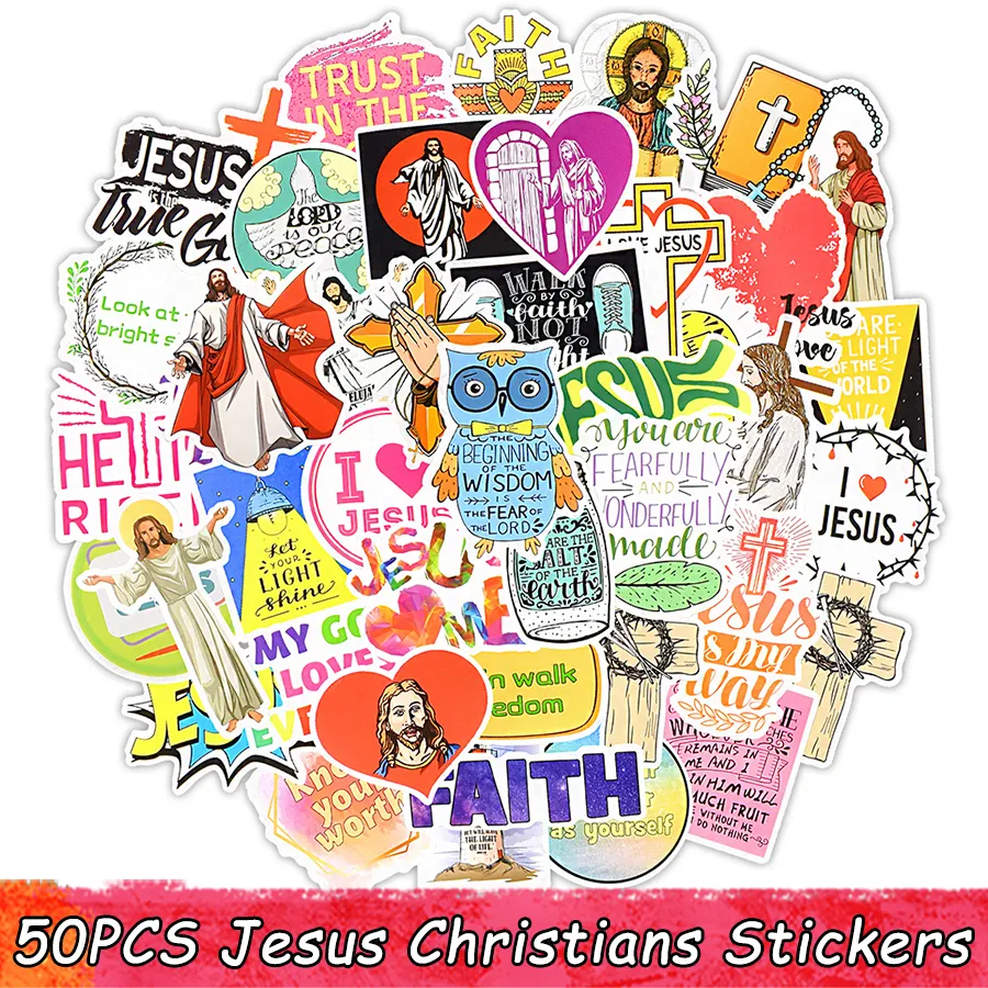 50 PCS Jesus Christians Prayer God's Blessing Stickers Gifts for Bible Journaling Scrapbook Guitar Laptop Waterbottle Stickers Decal Vinyl